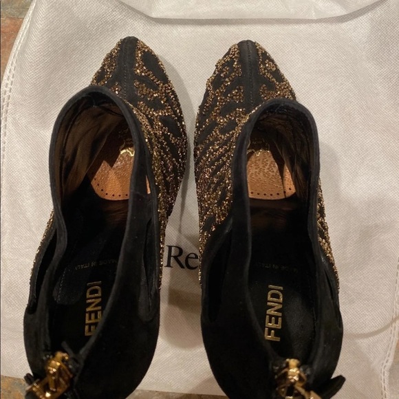 Authentic Fendi Embellished Platform Booties Size 37 - Picture 10 of 13